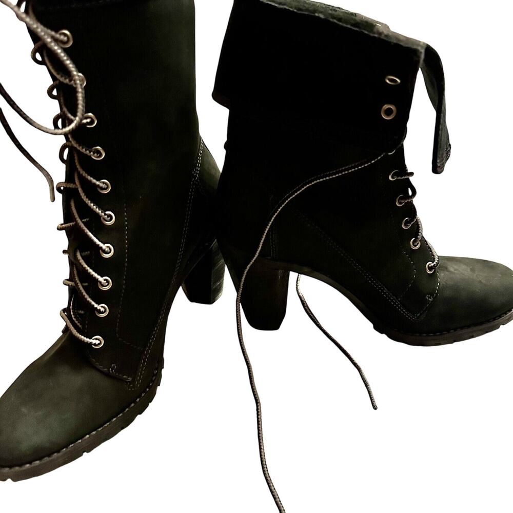 Timberland Chauncy Women's Heel Fold Down Boots 6" Leather Black Size 7.5